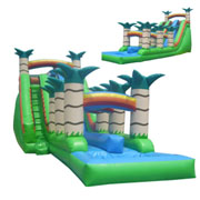 hot inflatable water slide palm tree jungle
